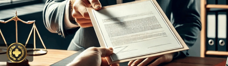 uma pessoa entregando documentos em um cartório