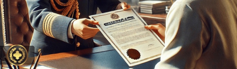uma pessoa recebendo certidão em um consulado italiano